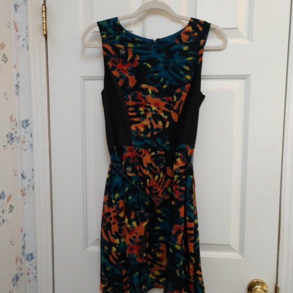 Kensie Fit and Flare Sheer Tank Dress with belt - Picture 2 of 7